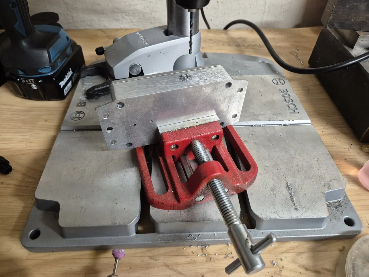 Drilling holes in the lid of the diecast aluminium enclosure